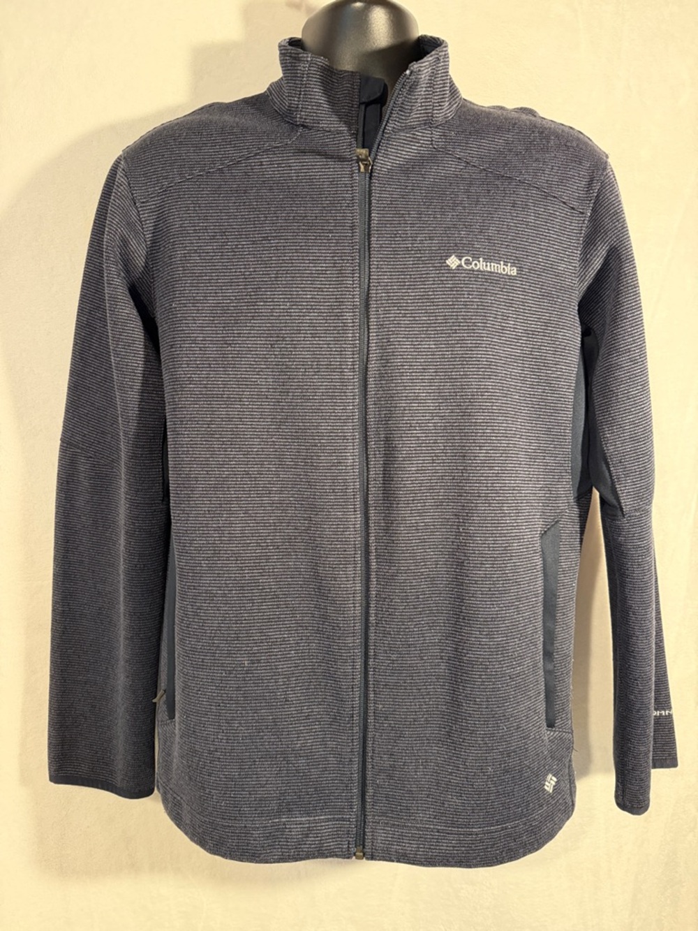 Columbia Men's stripe Drk Blue Full-Zip Omni-heat/wind/wick Performance Jacket